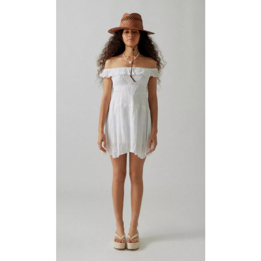 Urban Outfitters Women's White‎ Aubrey Off-The-Shoulder Mini Dress Size Large
